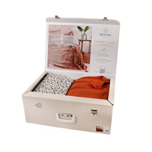 Çi̇ft Ki̇şi̇li̇k Trikolu Battaniyeli Set Stampino Terracotta - Nevresim
