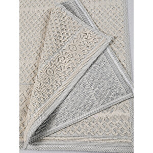 Naturel Pamuklu Kilim Yıkanabilir Banyo Paspası Seti 2'li Klozet Takımı 60x100-50x60cm 7020 Bej