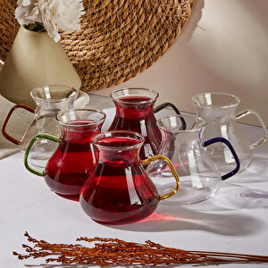 Perotti ehl-i Keyf Luster Renkli 6'lı Çay Bardağı Seti 200 Ml