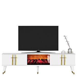 Assel Şömi̇neli̇ Tv Sehpasi beyaz-altın Beyaz-Beyaz