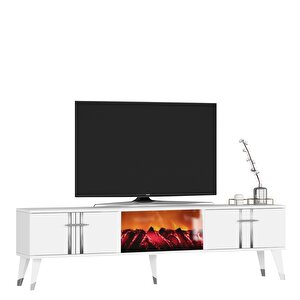 Assel Şömi̇neli̇ Tv Sehpasi beyaz-gümüş Beyaz Cappuccino