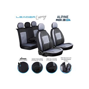 Subaru İmpreza Lüx Yarı Deri Oto Koltuk Kılıfı Ön Arka Takım Alpine Serisi Si̇yah Füme
