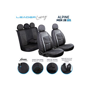 Dacia Sandero Stepway Lüx Yarı Deri Oto Koltuk Kılıfı Ön Arka Takım Alpine Serisi Si̇yah Beyaz