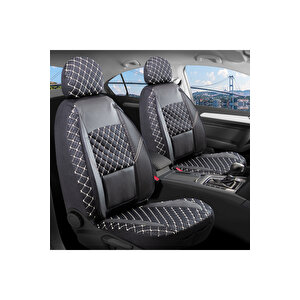 Seat Toledo Lüx Yarı Deri Oto Koltuk Kılıfı Ön Arka Takım Alpine Serisi Si̇yah Beyaz