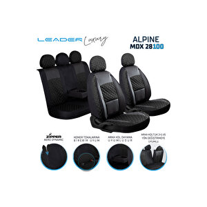 Geely Emgrand Lüx Yarı Deri Oto Koltuk Kılıfı Ön Arka Takım Alpine Serisi Si̇yah