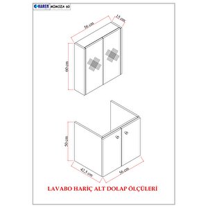 Karen Banyo Mimoza 60 Cm Mdf,lavabolu,aynalı Banyo Dolabı Seti,seramik Lavabo Dahil Beyaz Mdf