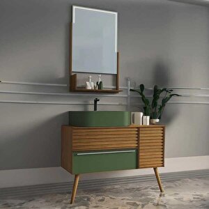 Zelena Banyo Dolabı 100 Cm Meşe-yeşil