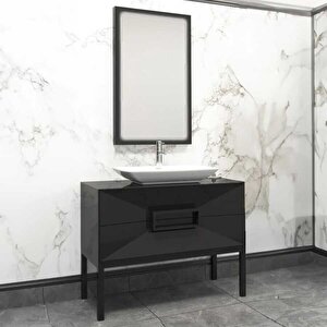Omente Banyo Dolabı 100 Cm Siyah