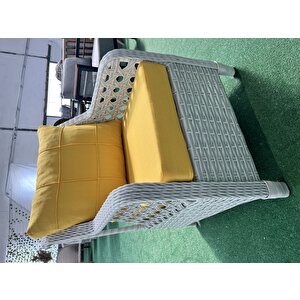 Ronda 3 1 1 2puf Masa Rattan Bahçe Balkon Mobilyası,sarı Sarı Hardal