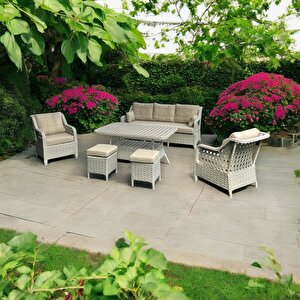 Ronda 3+1+1+2puf+masa Rattan Bahçe Balkon Mobilyası,VİZON
