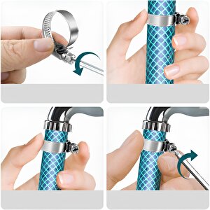 Hortum Kelepçesi Tork Ayarlı 28x48 Mm Paslanmaz Çelik Boru Metal Kelepçe Ayarlanabilir Klips 5 Adet