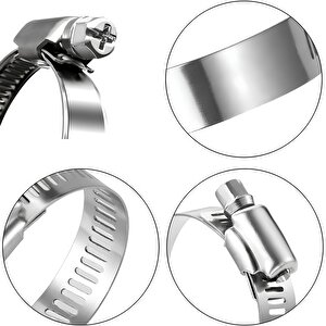 Hortum Kelepçesi Tork Ayarlı 28x48 Mm Paslanmaz Çelik Boru Metal Kelepçe Ayarlanabilir Klips 5 Adet