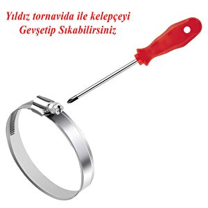 Hortum Kelepçesi Tork Ayarlı 25x42 Mm Paslanmaz Çelik Boru Metal Kelepçe Ayarlanabilir Klips  5 Adet