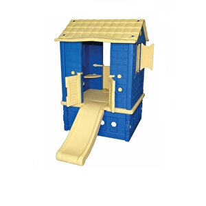 King Kids Iki Kapılı Kaydıraklı Ev Mavi/krem