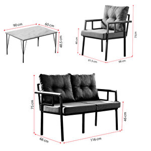 Saye Metal Bahçe Balkon Oturma Takımı 2+1+1+orta Sehpa Cappuccino