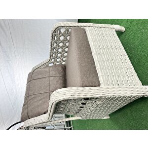 Ronda 3+1+1+2puf+masa Rattan Bahçe Balkon Mobilyası Beyaz Örgü