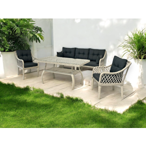 Alümi̇nyum Hi̇sarönü 3+1+1+masa Rattan Bahçe Balkon Mobi̇lyasi,koyu gri