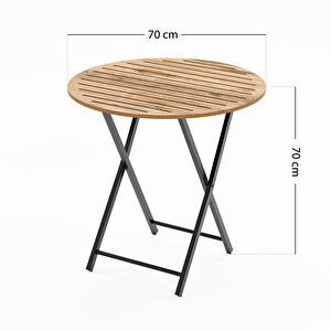 Katlanır 4 Kişilik Yuvarlak Bahçe Masası Bistro Masa 70x70 Çam 1506