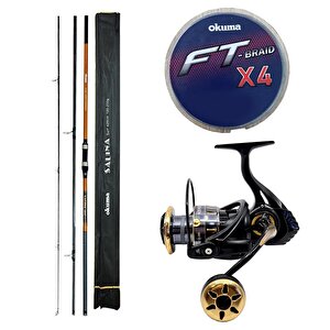 Yekoutdoor Profesyonel Olta Seti Okuma Salina Surf 14' 420 Cm 3 Parça Surf Kamışı&kendo Black Bass Gp6000 5+1bb Olta Makinesi