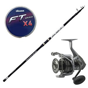 Yekoutdoor Olta Seti Okuma Aria 3,90 Cm 100-200 Gr Surf Kamışı&okuma Tomcat 6000 Olta Makinesi