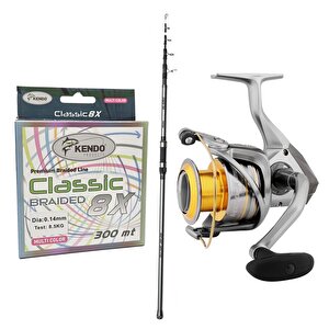 Yek Outdoor Hazır Olta Seti Okuma Alaris Tele Surf 420 Cm 100-200 Gr Surf Kamışı&okuma Avenger Av-8000 Olta Makinesi