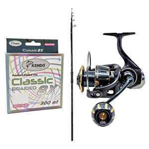 Yekoutdoor Profesyonel Olta Seti Okuma Ceymar Tele Surf 4.30m Surf Kamışı&kendo Blue Bass Gq7000 5+1bb Olta Makinesi