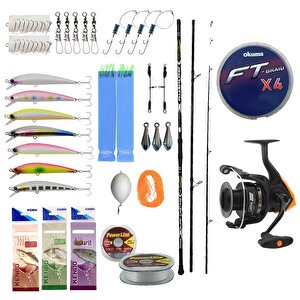 Yek Outdoor Profesyonel Hazır Olta Seti Kendo Palamita Surf 420cm 250gr 3 Parça Olta Kamışı&okuma Jaw-65 Olta Makinesi