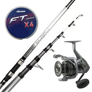 Yekoutdoor Hazır Olta Seti Okuma Wave Power 4.20 Cm 100-200 Gr 5 Parça Surf Kamışı&okuma Tomcat Tmc-6000 Olta Makinesi