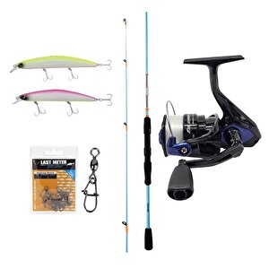 Yekoutdoor Okuma Spin Olta Seti Okuma Fuel Spin 2,44 Cm 15-40 Gr 2 Parça Spin Kamışı&okuma Fin Chaser X Fnx-40bl Blue 1bb Olta Mak