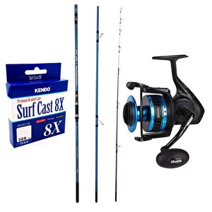 Yekoutdoor Profesyonel Olta Seti Okuma Surfliner 420cm 100-250gr 3 Parça Olta Kamışı&okuma Azores Zxp-6000 6+1 Bb Olta Makinesi