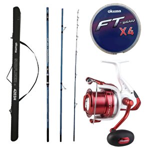 Yekoutdoor Profesyonel Olta Seti Okuma Surfliner+ Surf 420cm 100-250gr 3 Parça Olta Kamışı&okuma Wave X-8000 3+1bb Olta Makinesi