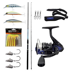 Yekoutdoor Okuma Levrek-çipura Spin Olta Seti Okuma Azaki Spin 244 Cm 7-28 Gr 2 Parça Spin Kamışı&okuma Fin Chaser X Fnx-40bl Blue