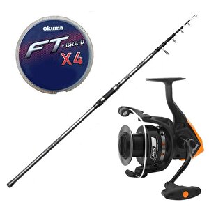Yekoutdoor Hazır Olta Seti Okuma Alaris Tele Surf 420 Cm 100-200 Gr Surf Kamışı&okuma Jaw-65 3+1bb Olta Makinesi