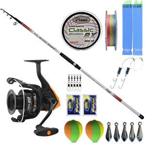 Yekoutdoor Full Takım Olta Seti Kendo Atlantic Surf 4.20m 100-250gr Olta Kamışı&okuma Jaw-55 3+1bb Olta Makinesi