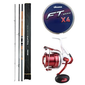 Yekoutdoor Profesyonel Olta Seti Okuma Salina Surf 14' 420 Cm 3 Parça Surf Kamışı&okuma Wave X-8000 3+1bb Olta Makinesi