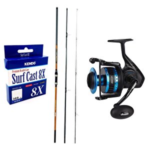 Yekoutdoor Profesyonel Olta Seti Okuma Salina Surf 420cm 3 Parça Surf Kamışı&okuma Azores Zxp-8000 Olta Makinesi