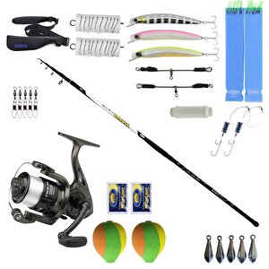 Yekoutdoor Full Takım Olta Seti Kendo Azurro Surf 420cm 250 Gr Teleskopik Olta Kamışı&dam Nova 7000 Fd 1bb 337m/0.40mm Olta Makine