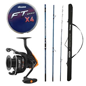 Yekoutdoor Profesyonel Olta Seti Okuma Surfliner+ Surf 420cm 100-250gr 3 Parça Olta Kamışı&okuma Jaw-55 3+1bb Olta Makinesi