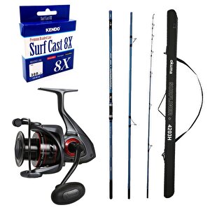 Yekoutdoor Profesyonel Olta Seti Okuma Surfliner+ Surf 420cm 100-250gr 3 Parça Olta Kamışı&okuma Ceymar C-8000a Olta Makinesi