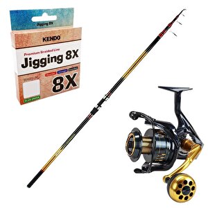 Yekoutdoor Yüksek Kalite Profesyonel Olta Seti Okuma Savant Surf 420 Cm 4 Parça Surf Kamışı&okuma Salina Sa-8000a Blue 6+1bb Olta