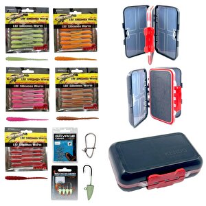 Yek Outdoor Lrf Silikon Balık Yemi Seti + Katlanır Lrf Kutusu