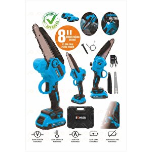 Dxr869 Akülü Blue 88vf Kömürsüz Motor 8'' Kama 25 Cm Zincir Odun Kesme-dal Budama Testere Makinesi