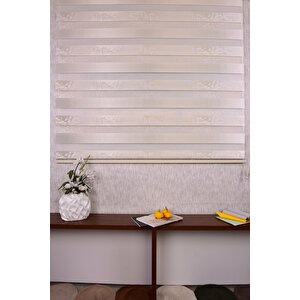 Krem Kendinden Desenli Etek Dilimsiz Ds 954-v1 Zebra Stor Güneşlik Perde 80x220 cm