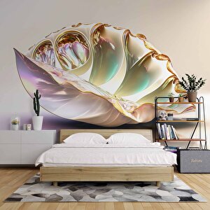 3 Boyutlu İnci İstiritye Desenli Duvar Kağıdı - Dkm814004 200x200 cm