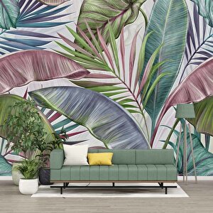 Soft Tropikal Yaprak Temalı Duvar Kağıdı Baskı - Dkm-029_3735 450x200 cm