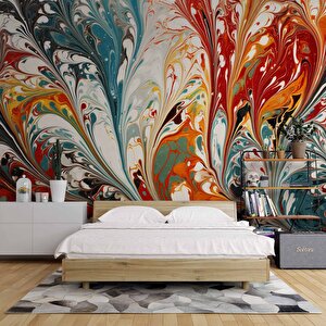 Renkli Karışık Boya Desenli Duvar Kağıdı - Dkm784086 100x300 cm