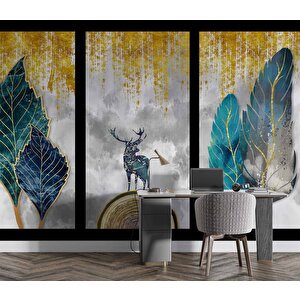 Ağaç Ve Geyik Desenli Duvar Kağıdı - Dkm802065