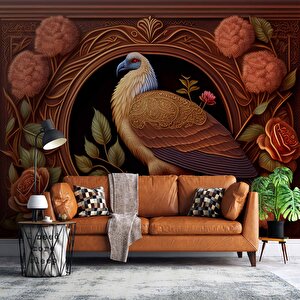 Tavuskuşu Tablo Görünümlü Duvar Kağıdı - Dkm921007 275x200 cm