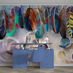 Renkli Tüy Desenli Duvar Kağıdı Baskı - Dkm-015_83292