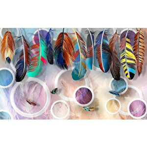 Renkli Tüy Desenli Duvar Kağıdı Baskı - Dkm-015_83292